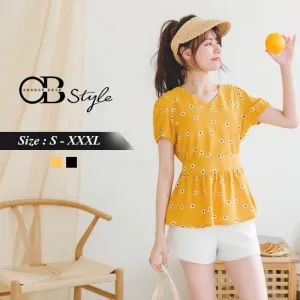 ELASTIC WAIST PRINTED TOPS