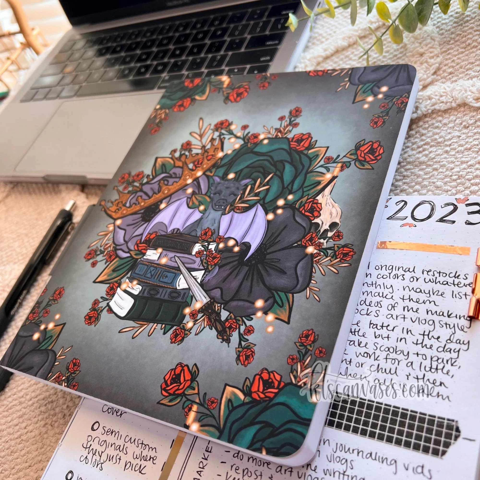 Fantasy Florals DOT GRID Softcover Notebook