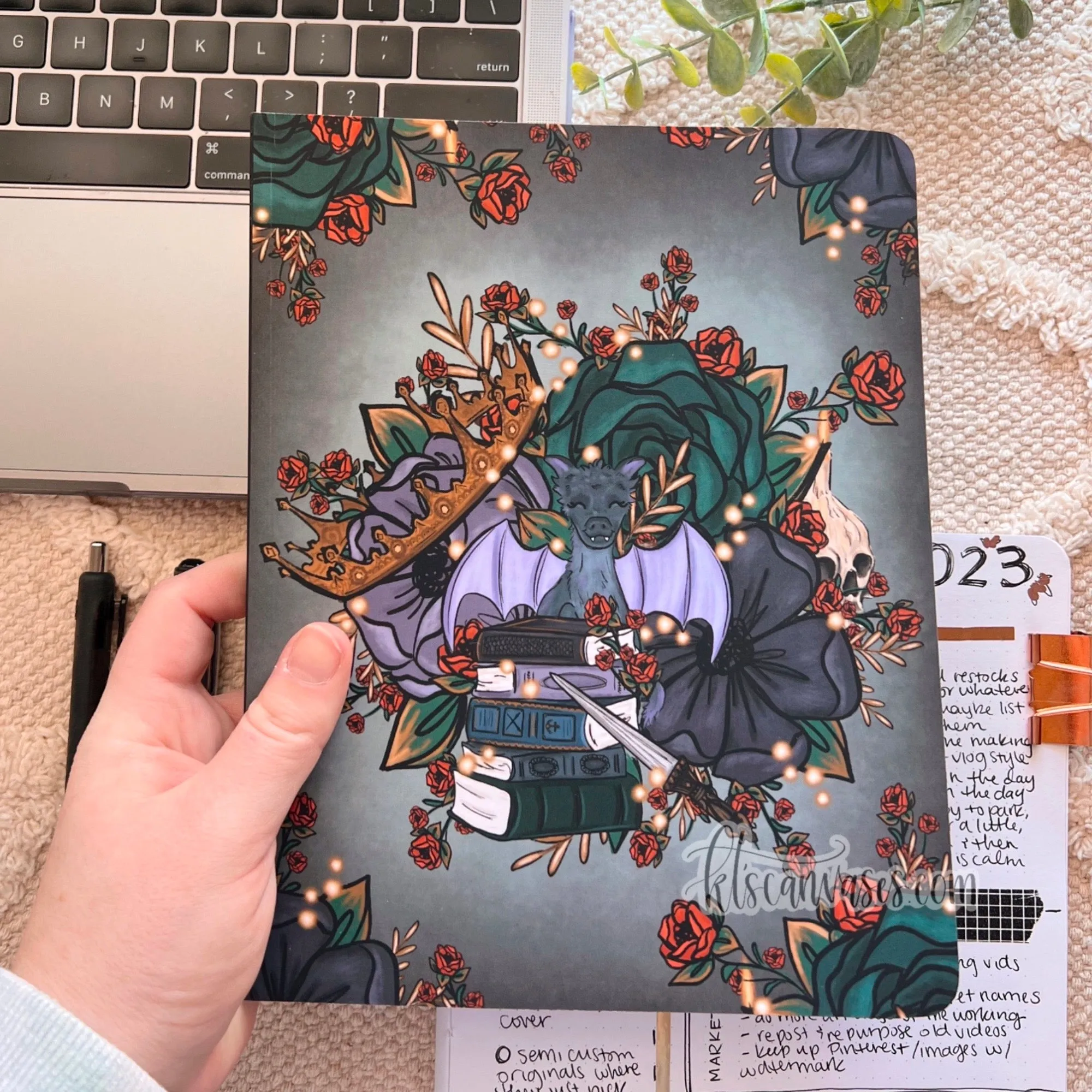 Fantasy Florals DOT GRID Softcover Notebook