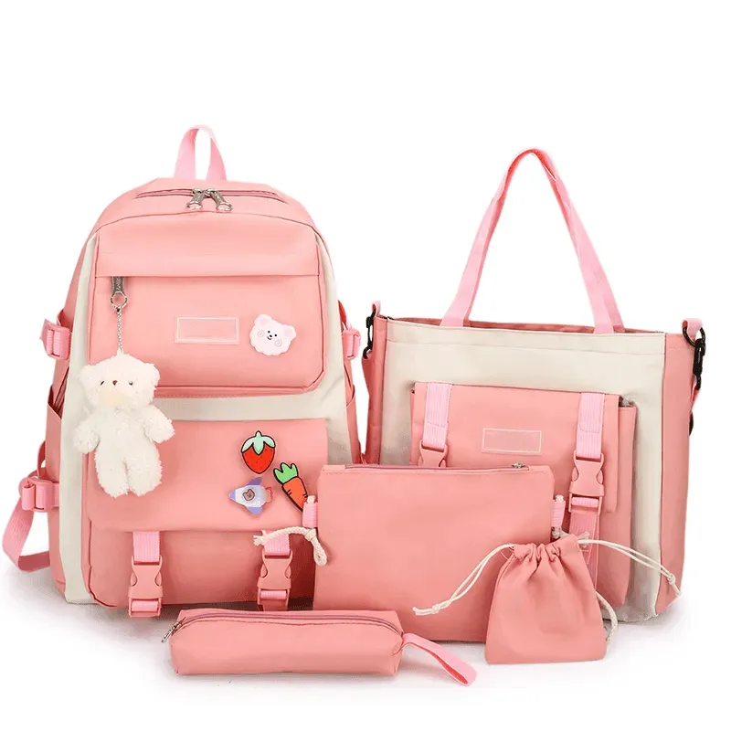 Fashion Student Backpack - 5 Pcs Set