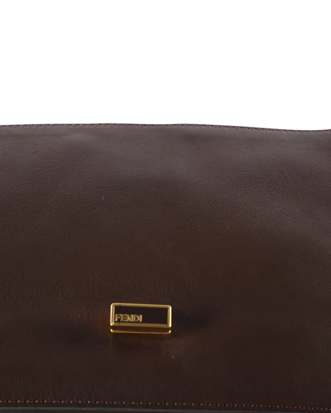 FENDI Brown Leather and Animal Print Pony Hair Crossbody Bag