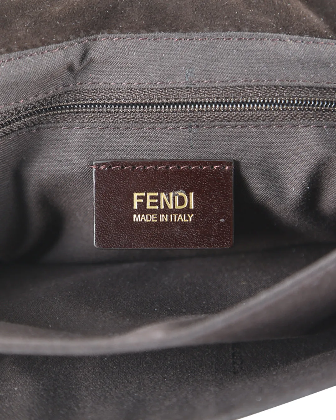 FENDI Brown Leather and Animal Print Pony Hair Crossbody Bag