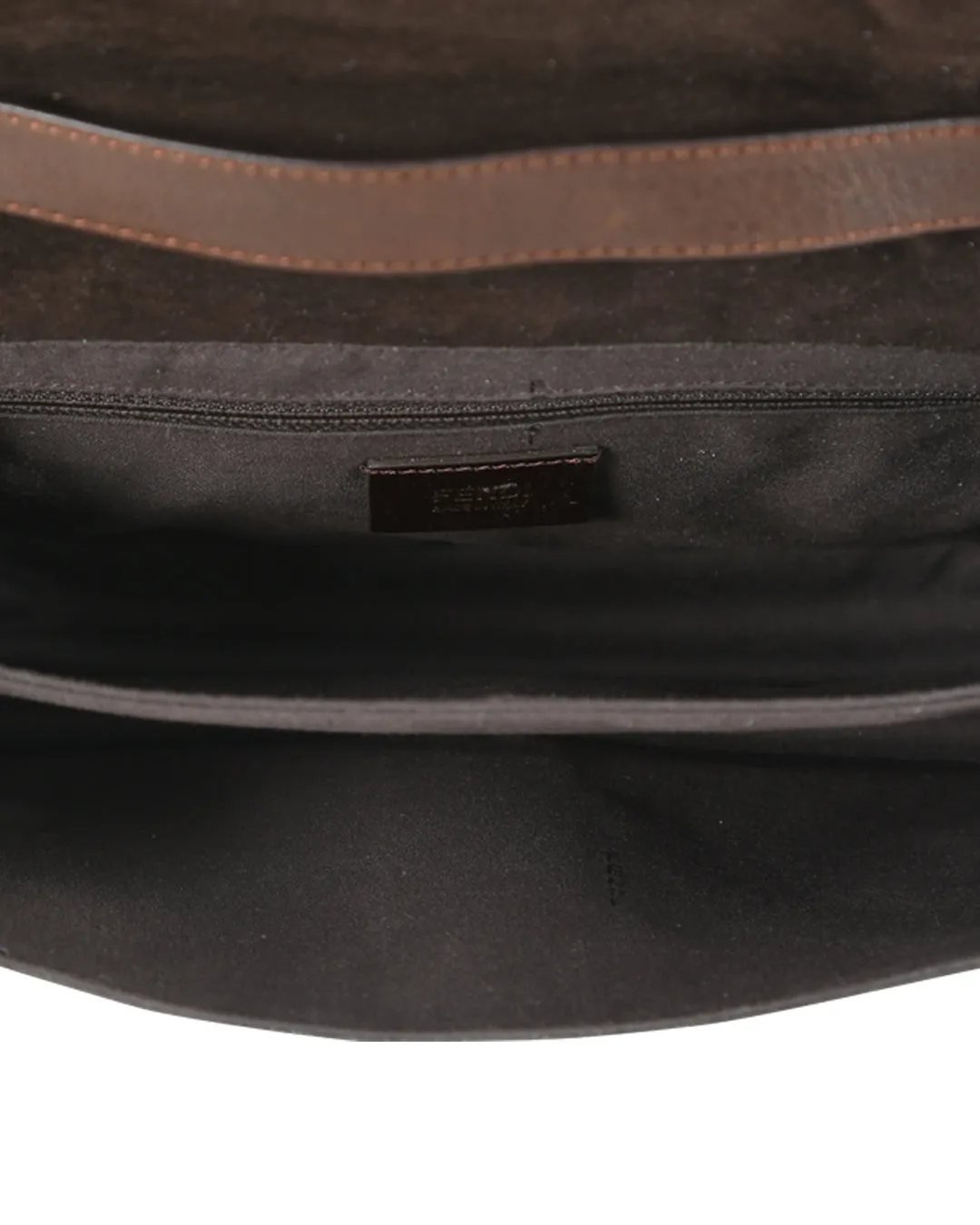 FENDI Brown Leather and Animal Print Pony Hair Crossbody Bag