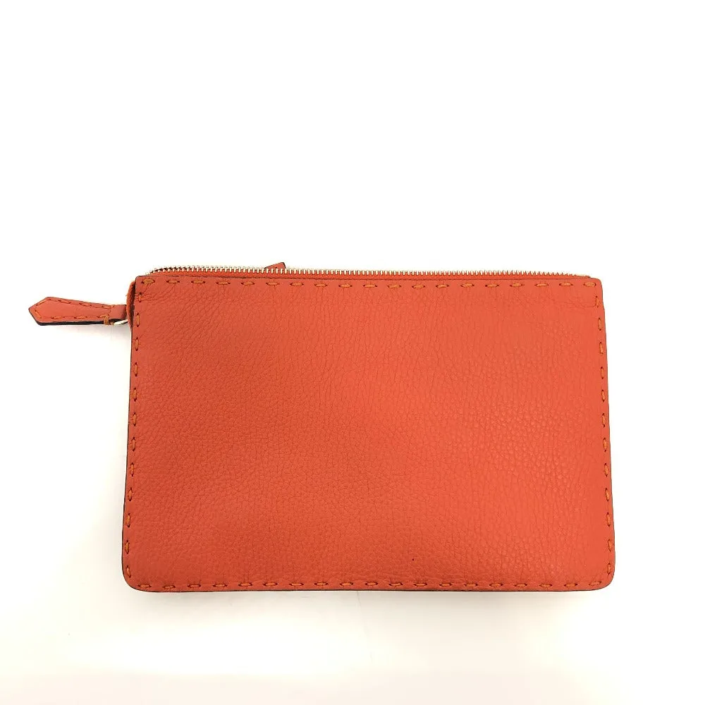 FENDI Clutch bag 7VA350 leather Orange Celeria unisex(Unisex) Used