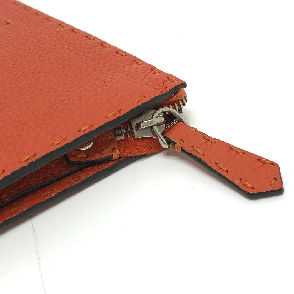 FENDI Clutch bag 7VA350 leather Orange Celeria unisex(Unisex) Used