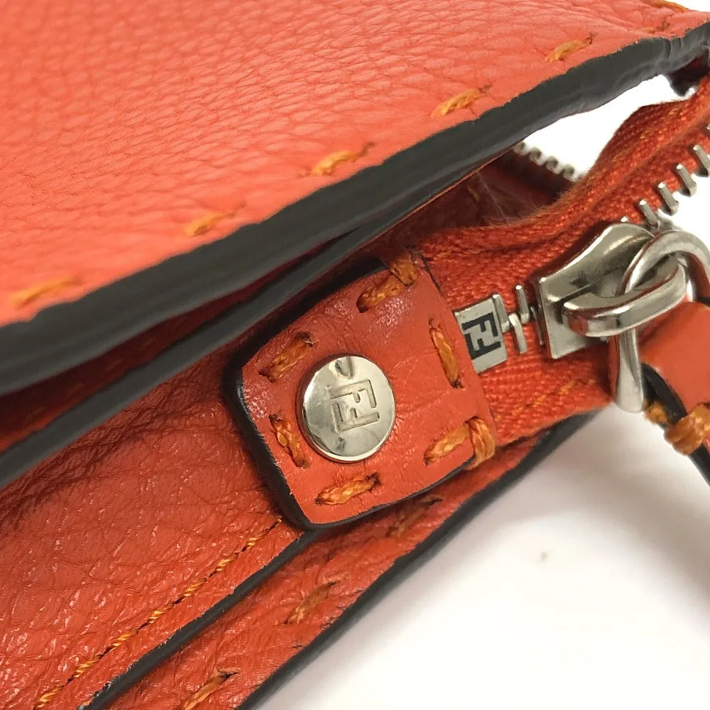 FENDI Clutch bag 7VA350 leather Orange Celeria unisex(Unisex) Used