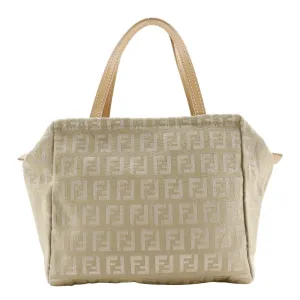 FENDI Handbag canvas beige Zucca Women Used