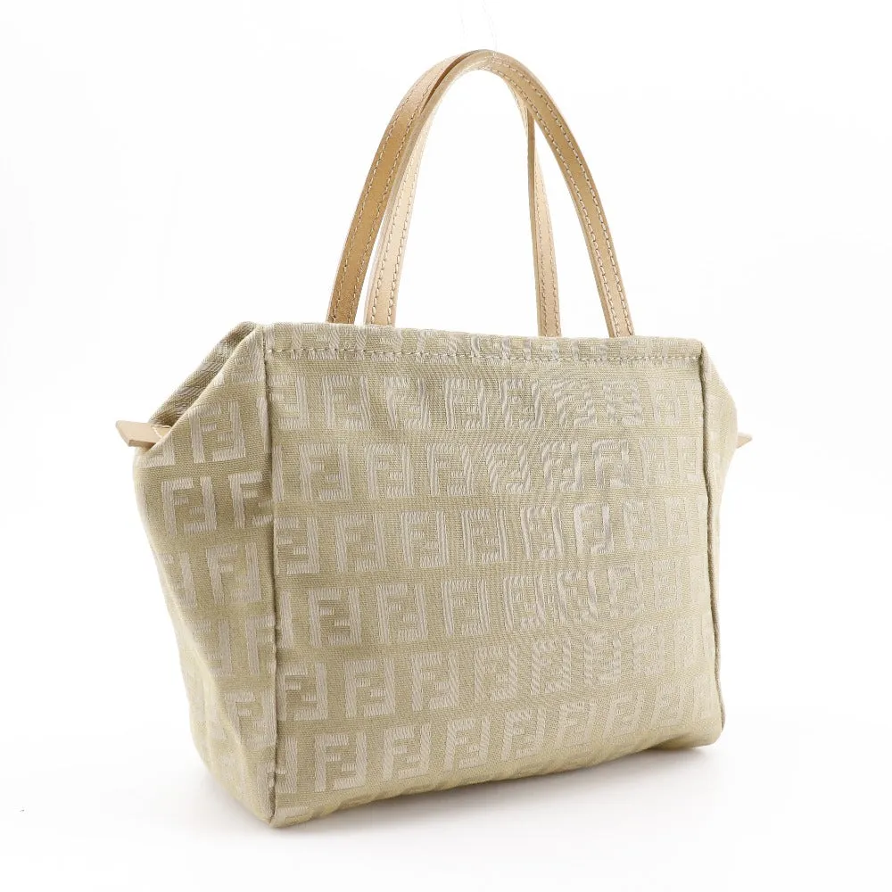 FENDI Handbag canvas beige Zucca Women Used