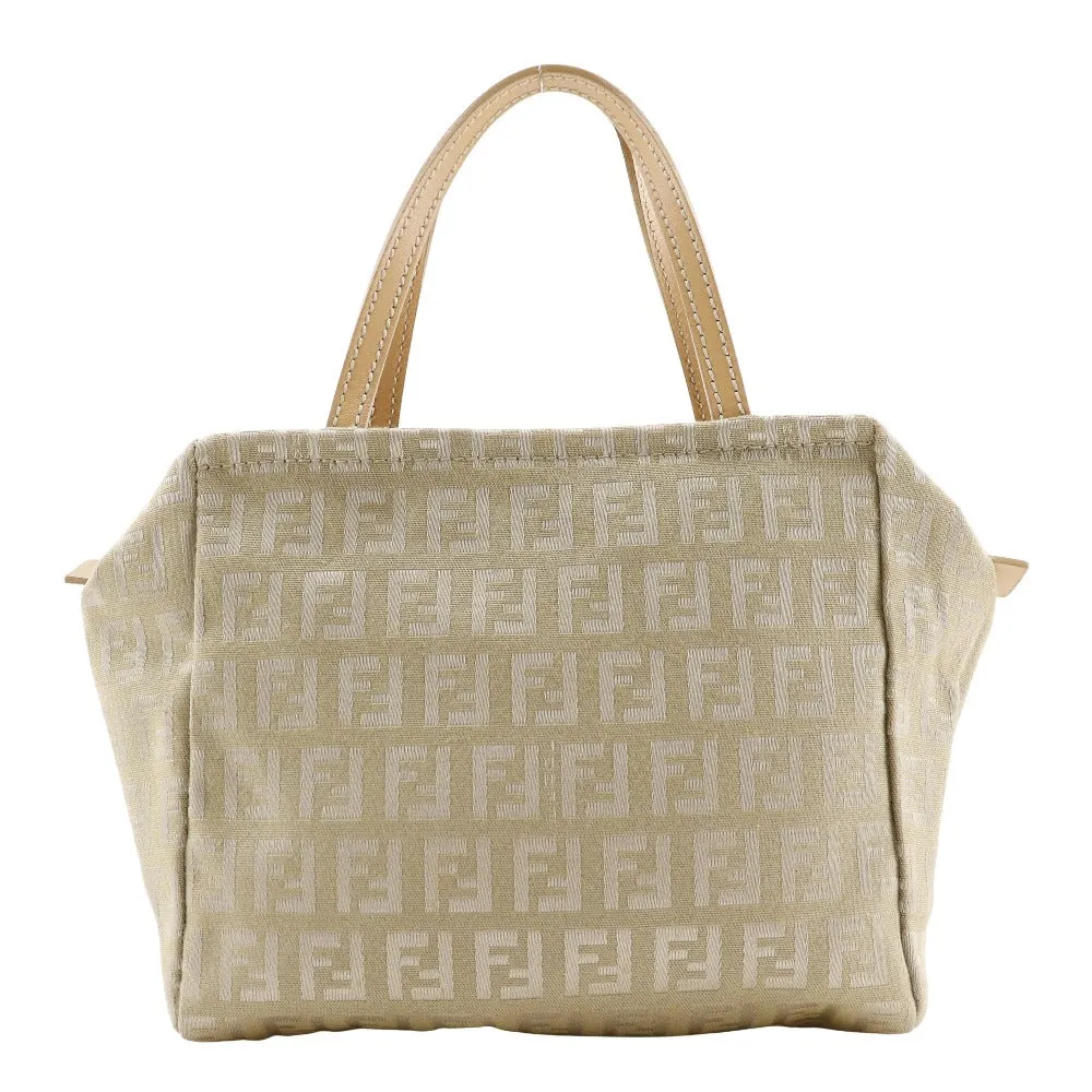 FENDI Handbag canvas beige Zucca Women Used