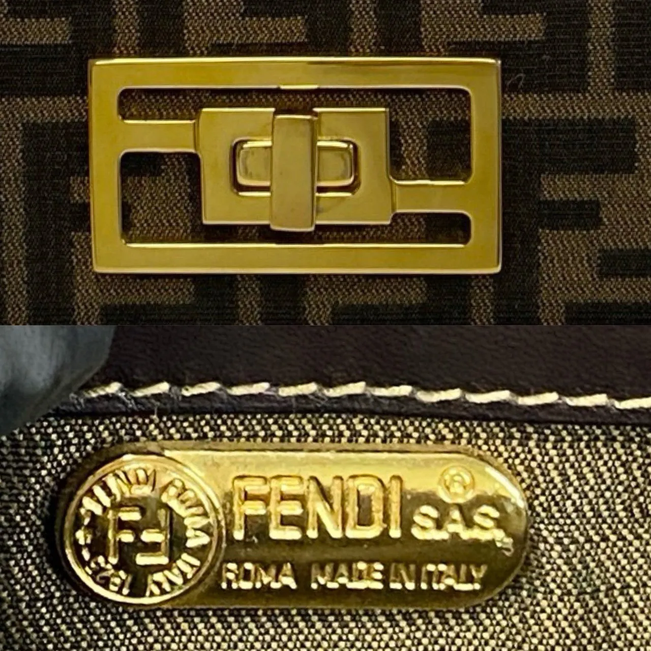 FENDI Handbag leather Brown
