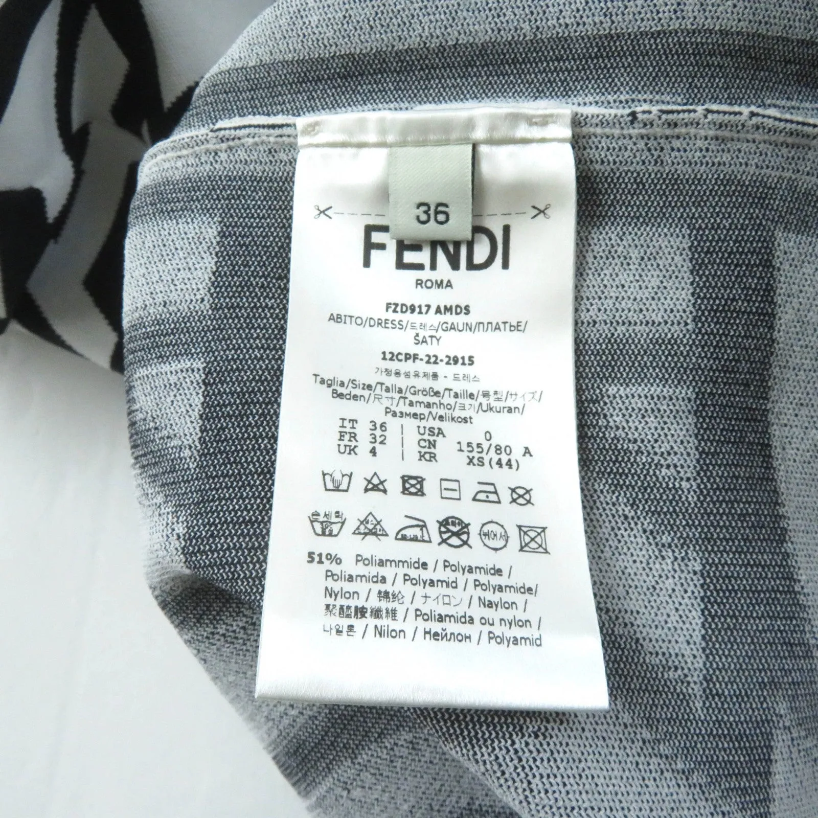 FENDI one piece FZD917 Nylon White black 36