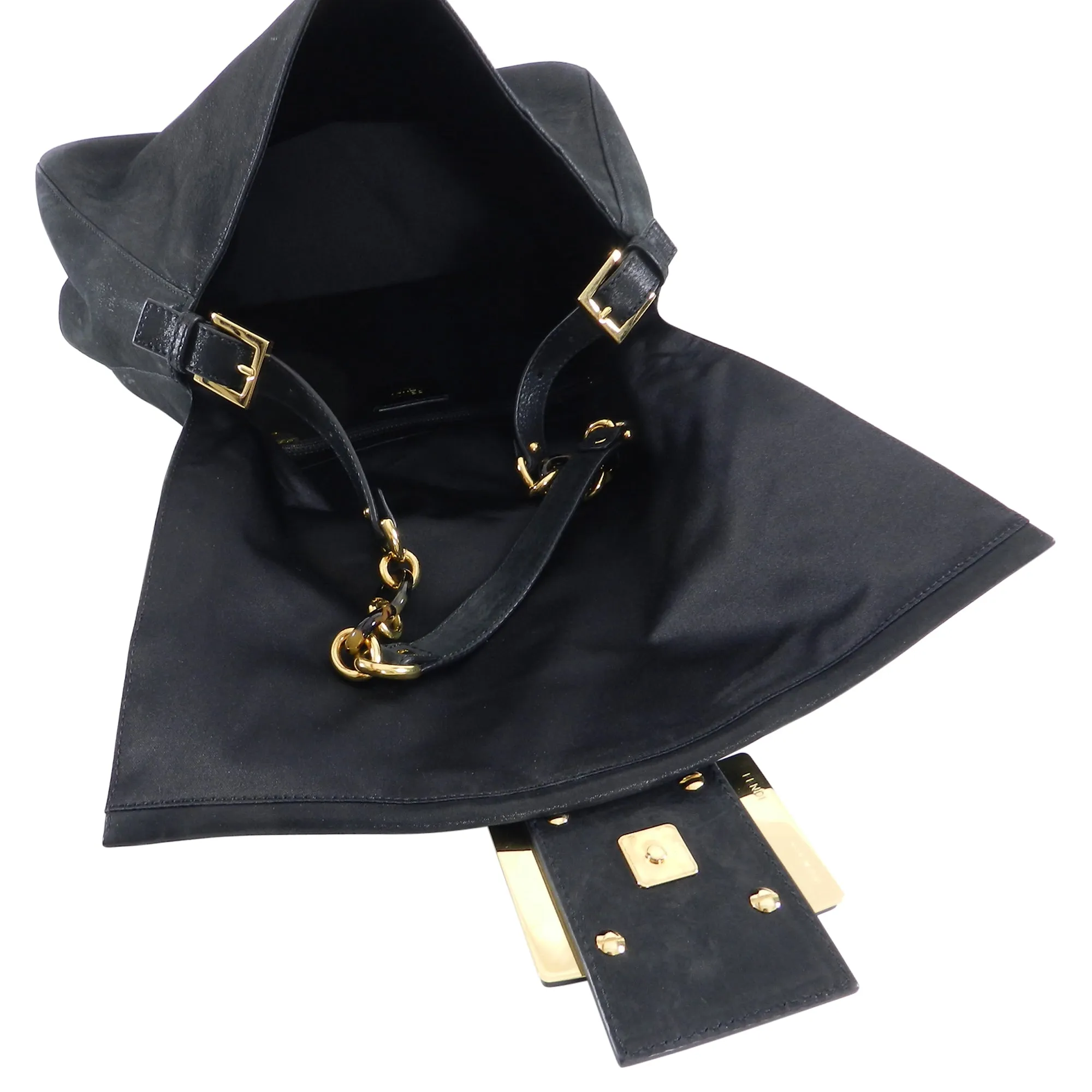 Fendi Suede Big Mamma Shoulder Bag with Tortoise and Resin Clasp