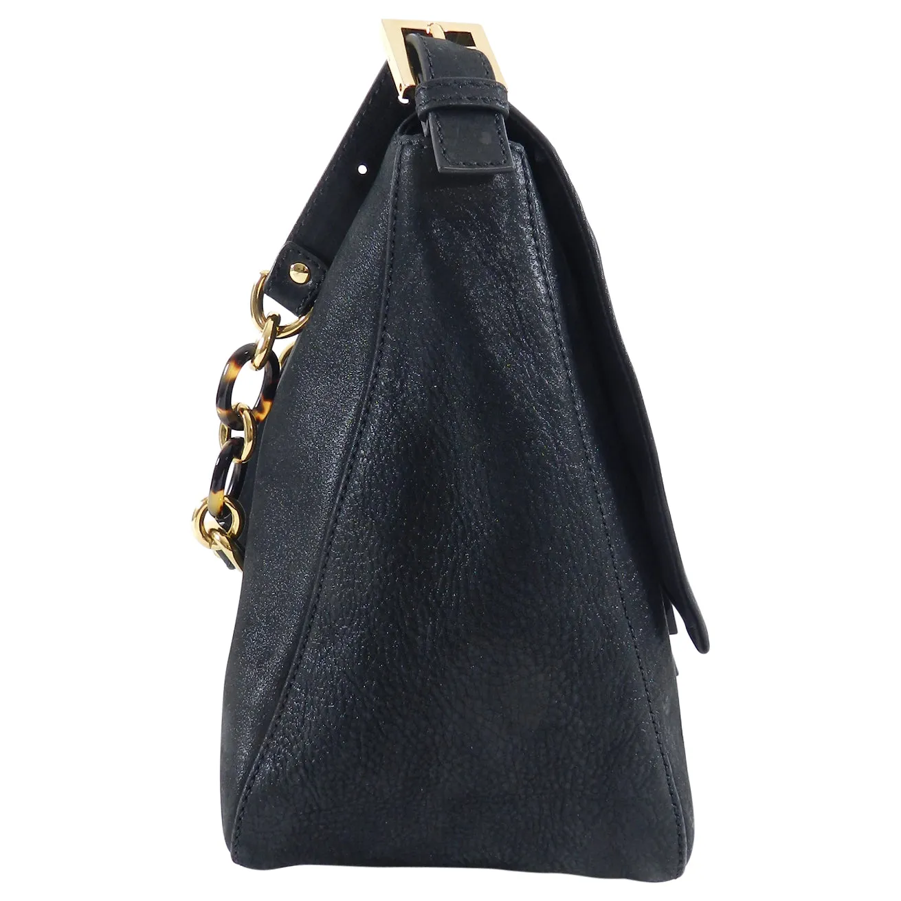Fendi Suede Big Mamma Shoulder Bag with Tortoise and Resin Clasp