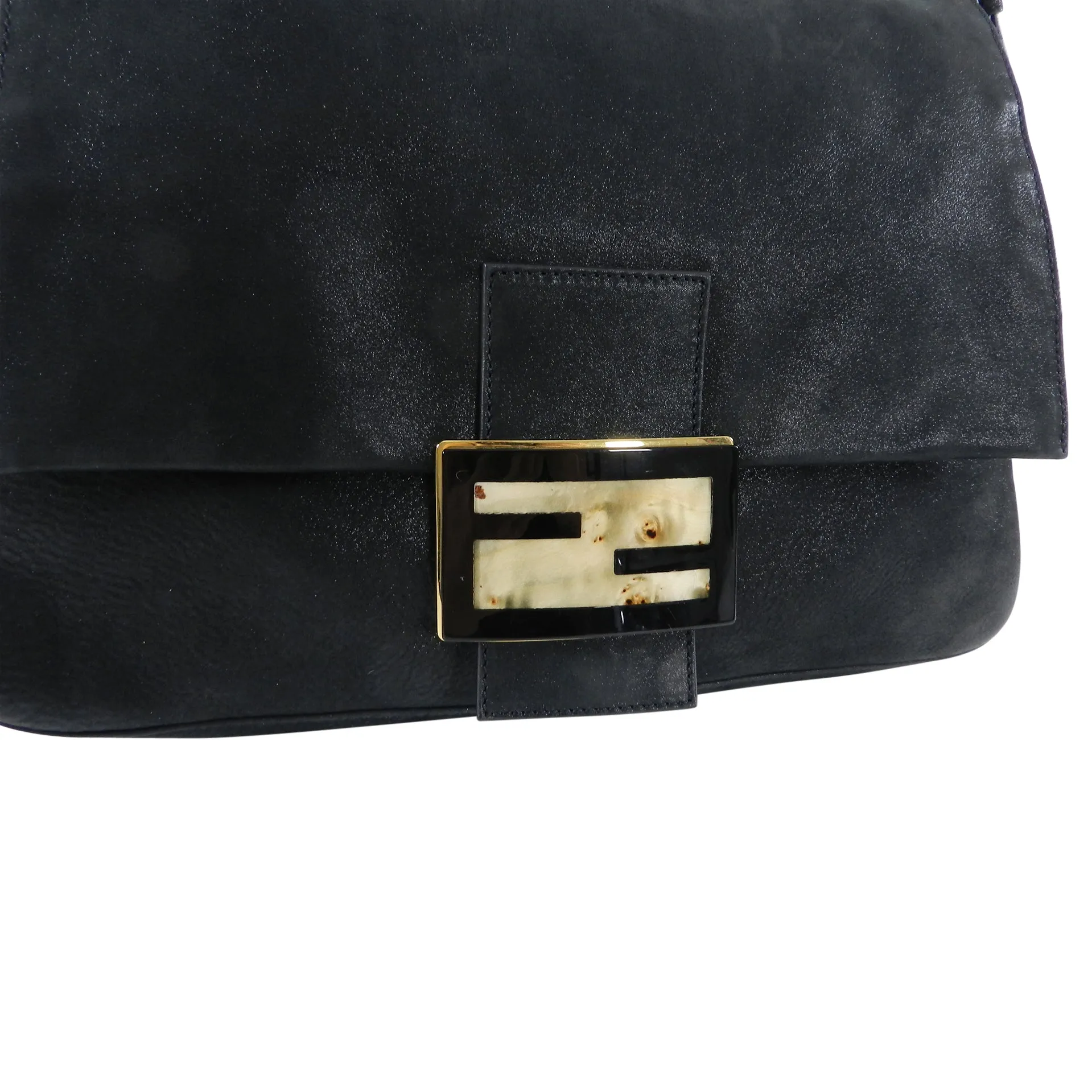 Fendi Suede Big Mamma Shoulder Bag with Tortoise and Resin Clasp