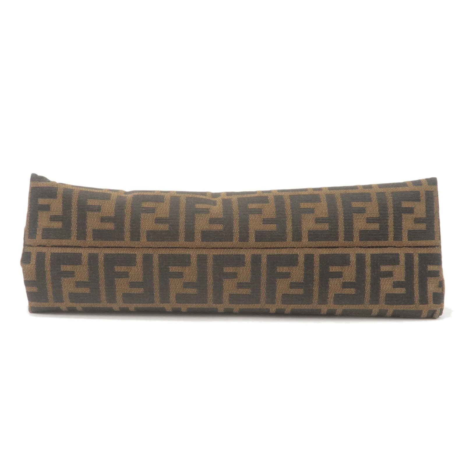 FENDI Zucca Canvas Leather Shoulder Bag Brown Black 16115