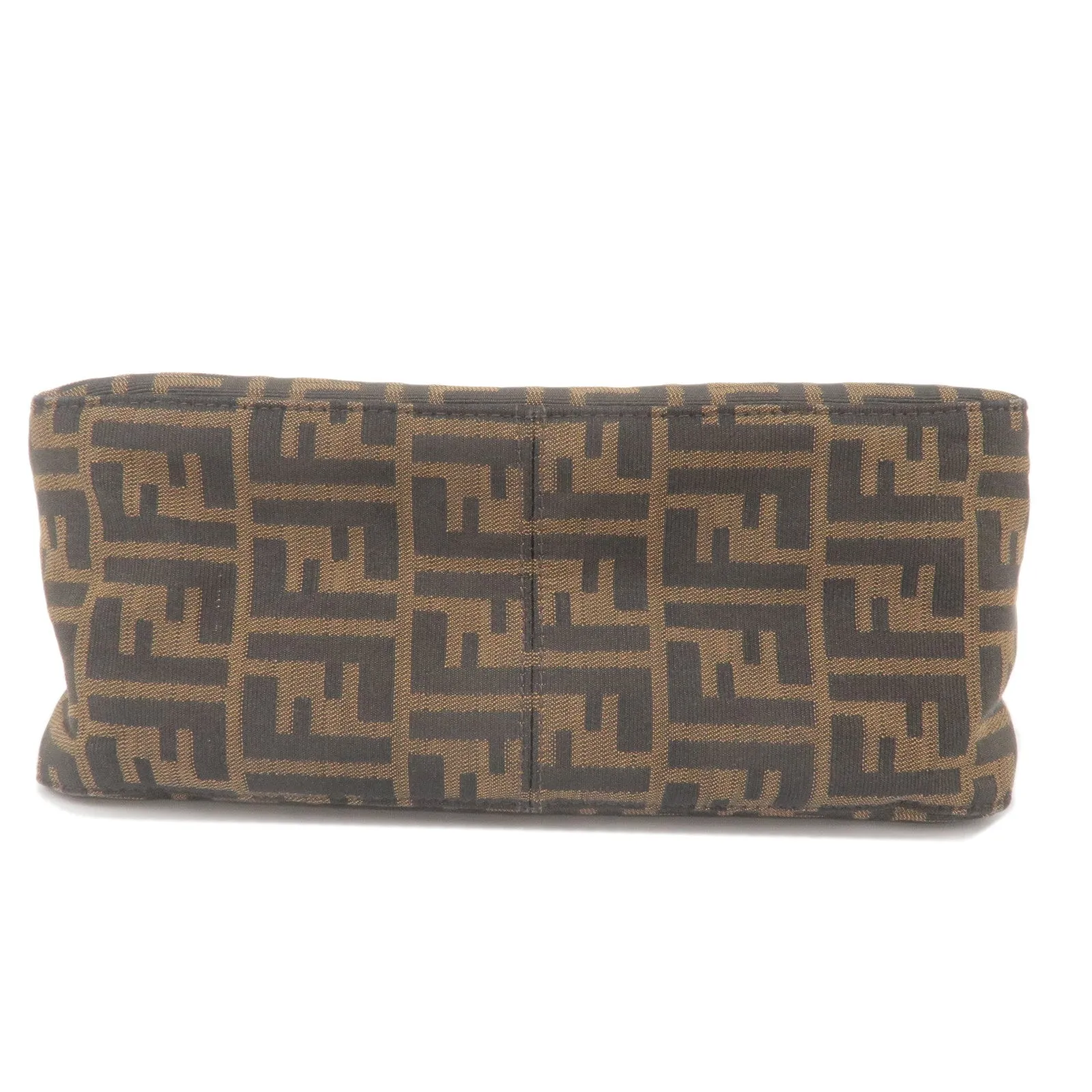 FENDI Zucca Canvas Leather Shoulder Bag Brown Black 26325