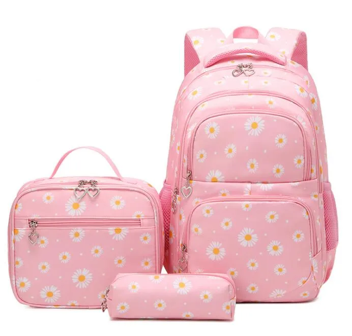 Floral Print 3 Pcs/Set School Backpack for Kids/Teen Girls