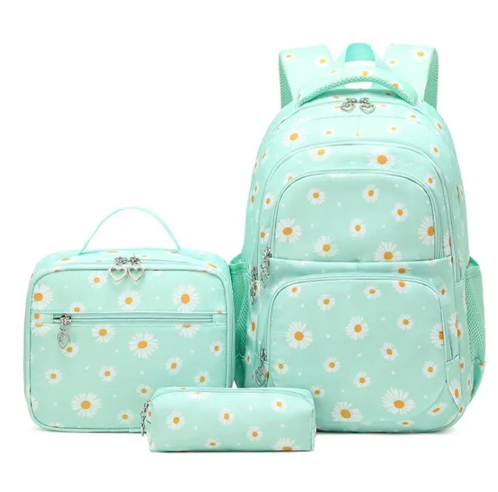 Floral Print 3 Pcs/Set School Backpack for Kids/Teen Girls