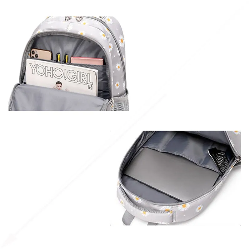 Floral Print 3 Pcs/Set School Backpack for Kids/Teen Girls