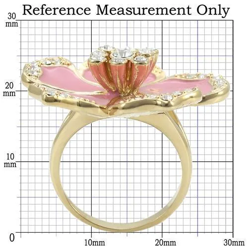 Gold Brass Ring with Top Grade Crystal in Clear for Women Style 0W376