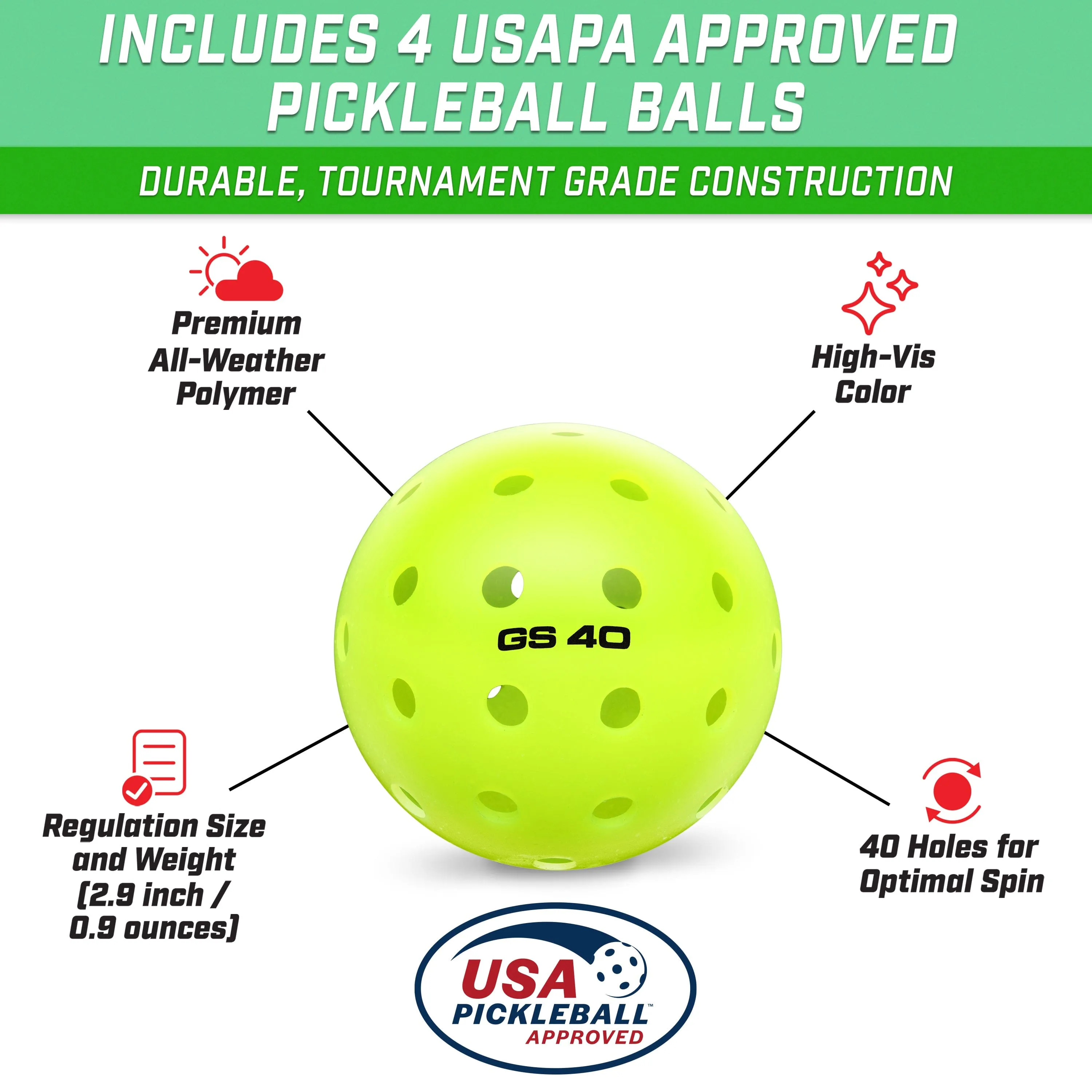 GoSports Pickleball Set - Yellow