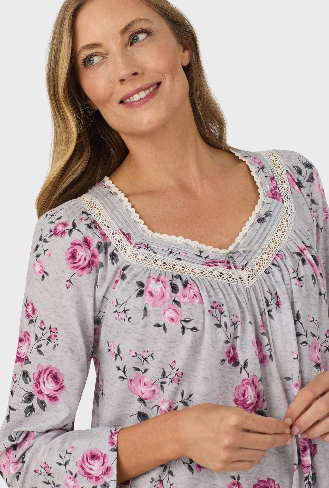 Heather Garden Roses Long Sleeve Nightgown