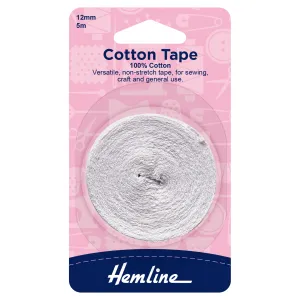 Hemline Cotton Tape: 5m x 12mm