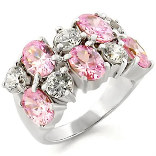 High-Polished 925 Sterling Silver Ring with AAA Grade CZ in Rose for Women Style 30817