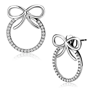 High polished (no plating) Stainless Steel Earrings with AAA Grade CZ in Clear for Women Clear Stone Color Style DA218