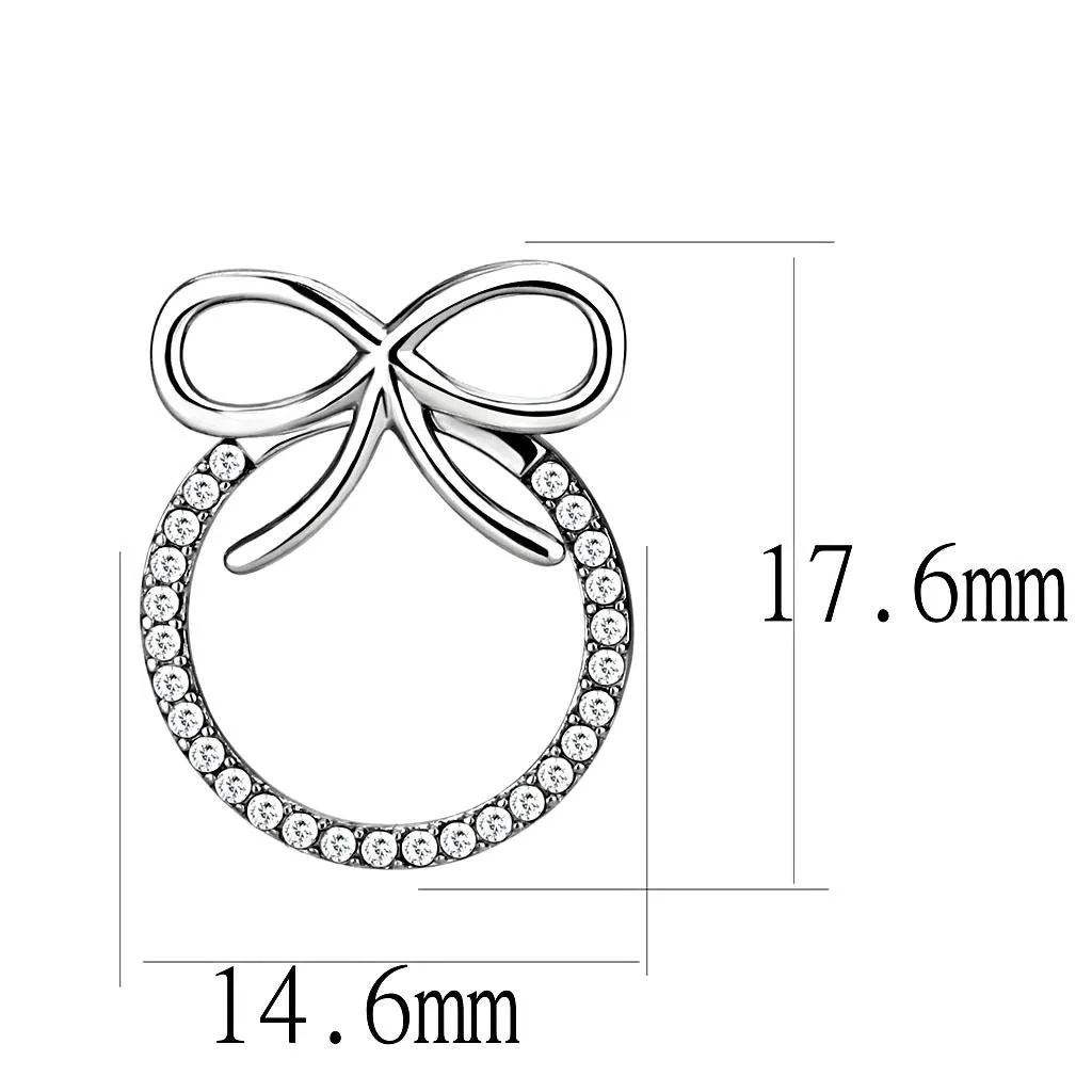 High polished (no plating) Stainless Steel Earrings with AAA Grade CZ in Clear for Women Clear Stone Color Style DA218