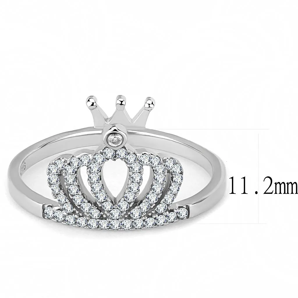 High polished (no plating) Stainless Steel Ring with AAA Grade CZ in Clear for Women Style DA040