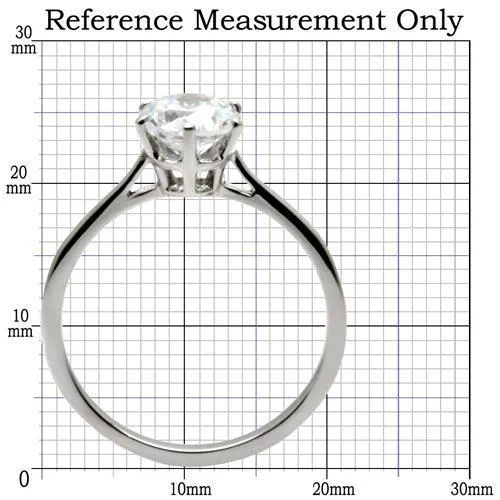 High polished (no plating) Stainless Steel Ring with AAA Grade CZ in Clear for Women Style TK025