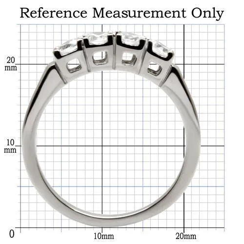 High polished (no plating) Stainless Steel Ring with AAA Grade CZ in Clear for Women Style TK047