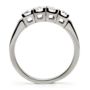 High polished (no plating) Stainless Steel Ring with AAA Grade CZ in Clear for Women Style TK047