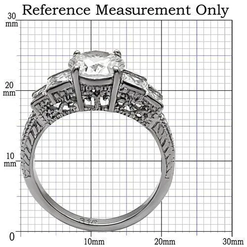High polished (no plating) Stainless Steel Ring with AAA Grade CZ in Clear for Women Style TK057