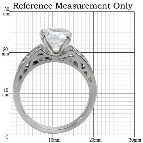 High polished (no plating) Stainless Steel Ring with AAA Grade CZ in Clear for Women Style TK069