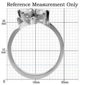 High polished (no plating) Stainless Steel Ring with AAA Grade CZ in Clear for Women Style TK075