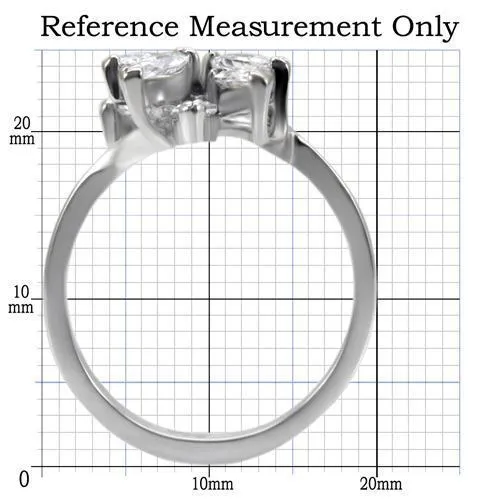 High polished (no plating) Stainless Steel Ring with AAA Grade CZ in Clear for Women Style TK075