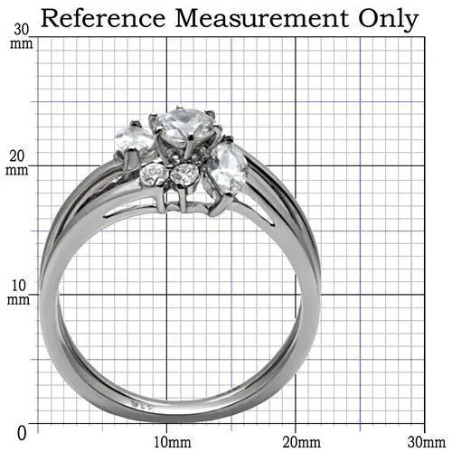 High polished (no plating) Stainless Steel Ring with AAA Grade CZ in Clear for Women Style TK096