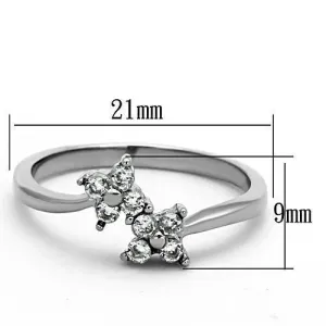High polished (no plating) Stainless Steel Ring with AAA Grade CZ in Clear for Women Style TK1333