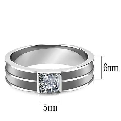 High polished (no plating) Stainless Steel Ring with Top Grade Crystal in Black Diamond for Women Style LOA1341