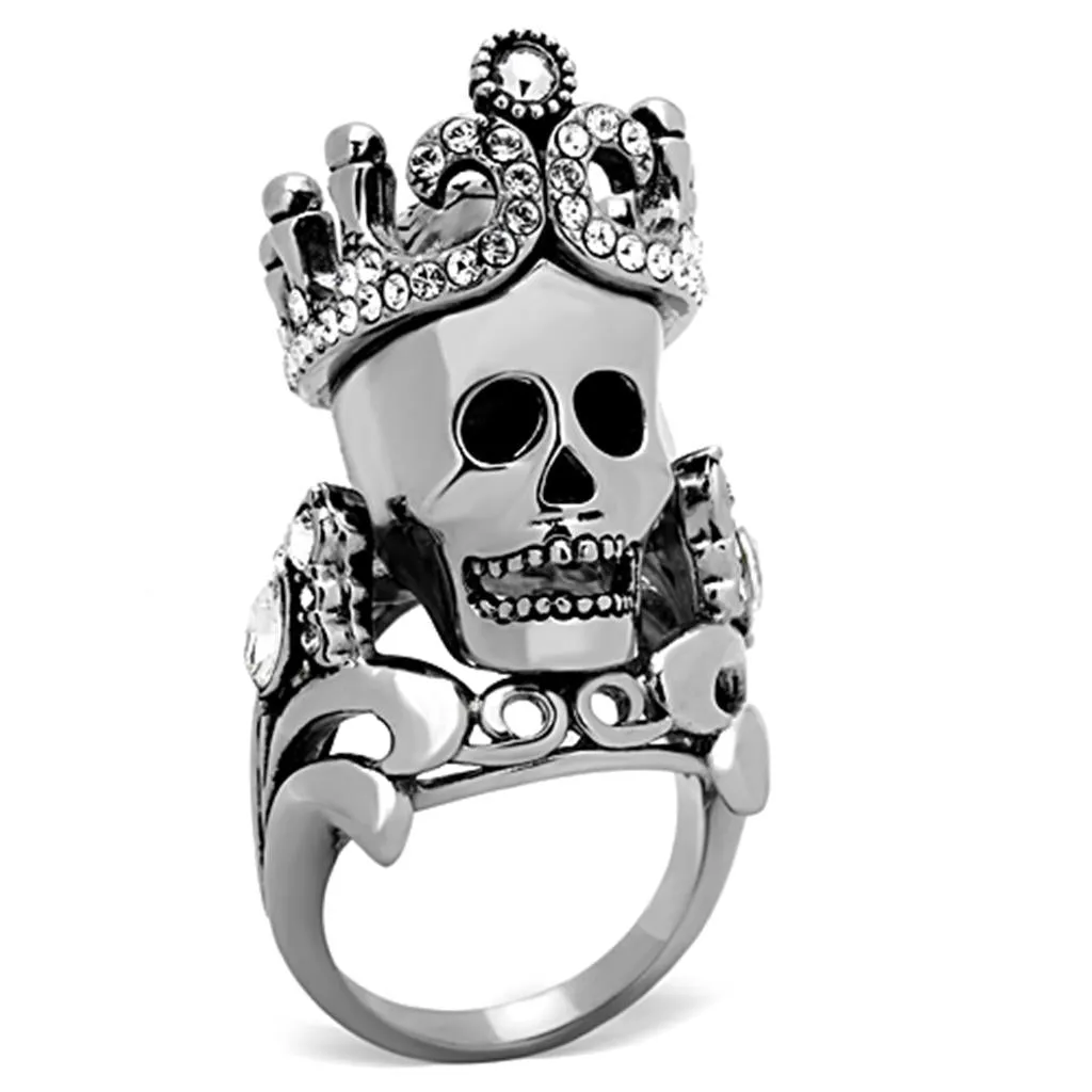High polished (no plating) Stainless Steel Ring with Top Grade Crystal in Black Diamond for Women Style TK1123