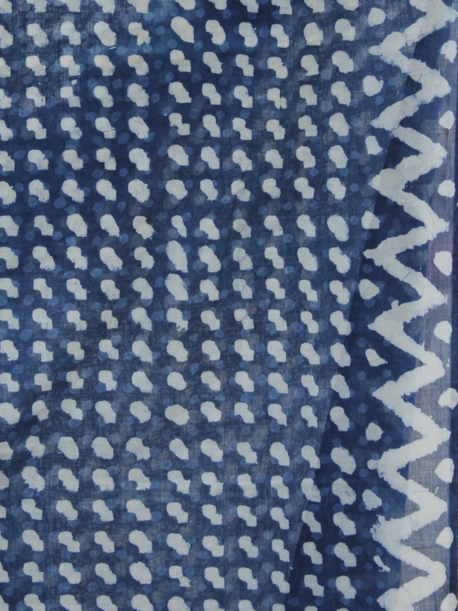 Indigo Ivory Cotton Hand Block Printed Dupatta - D04170169