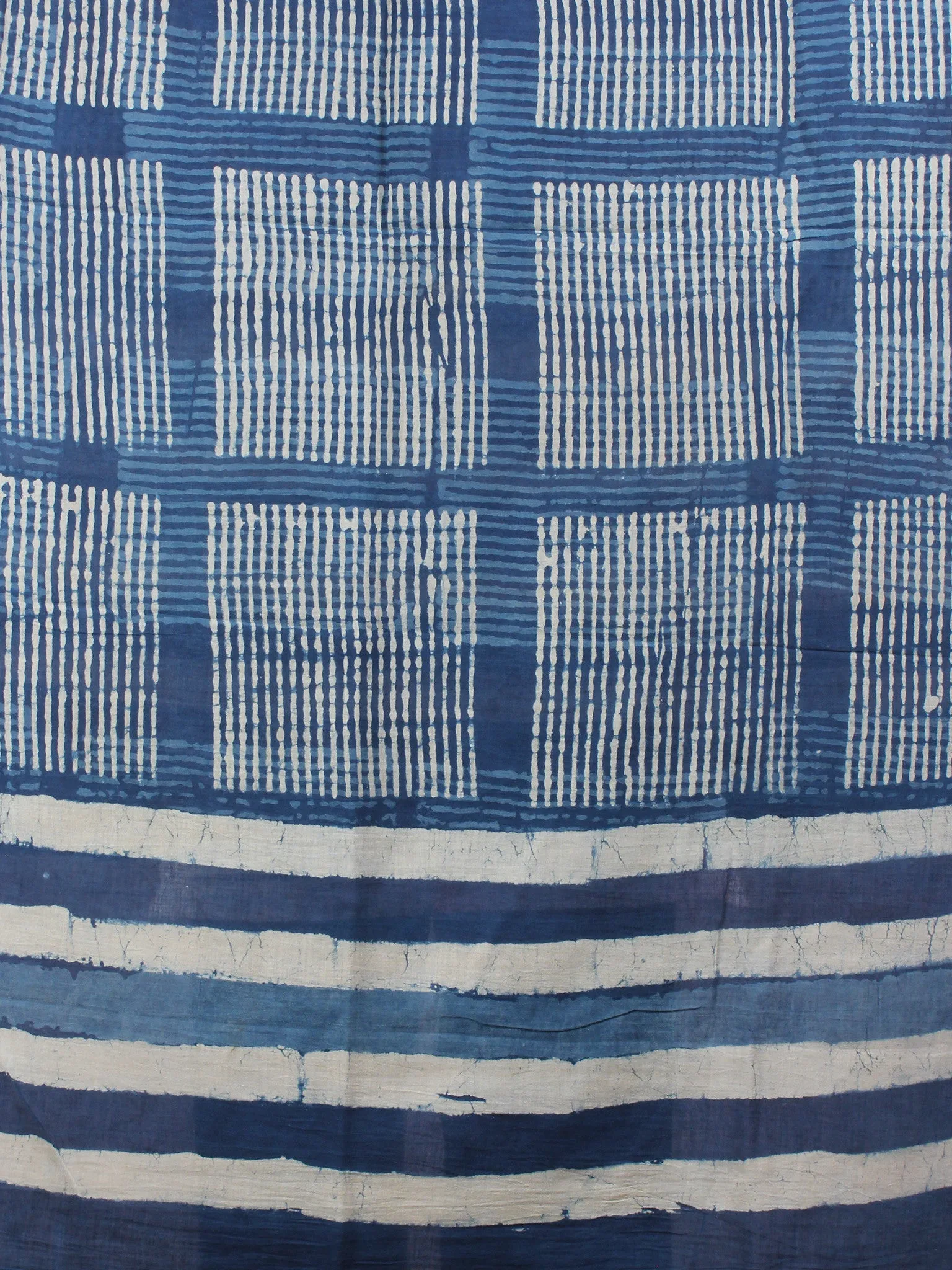 Indigo White Cotton Mul Hand Block Printed Dupatta - D0417080