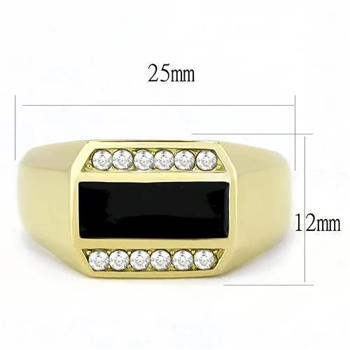 IP Gold(Ion Plating) Stainless Steel Ring with AAA Grade CZ in Clear for Women Style TK3222