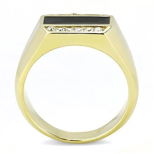 IP Gold(Ion Plating) Stainless Steel Ring with AAA Grade CZ in Clear for Women Style TK3222
