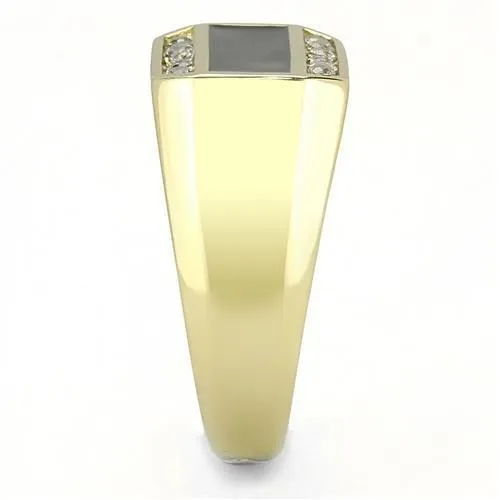IP Gold(Ion Plating) Stainless Steel Ring with AAA Grade CZ in Clear for Women Style TK3222