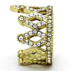 IP Gold(Ion Plating) Stainless Steel Ring with Top Grade Crystal in Clear for Women Style TK1109