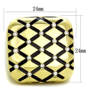 IP Gold(Ion Plating) Stainless Steel Ring with Top Grade Crystal in Clear for Women Style TK1886