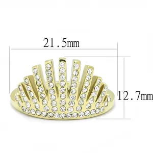 IP Gold(Ion Plating) Stainless Steel Ring with Top Grade Crystal in Clear for Women Style TK3128